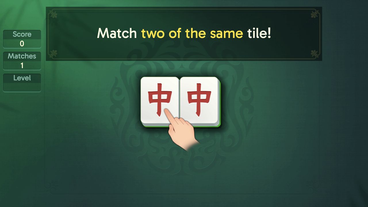 Two matching red-symbol tiles in the Mahjong Clearer tutorial